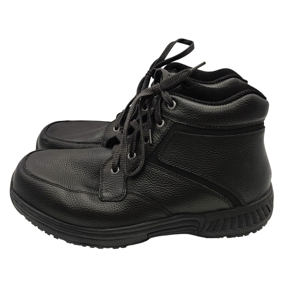 Orthofeet Highline 481 Men 10.5 2E Black Leather Slip-Resistant Orthopedic Boots